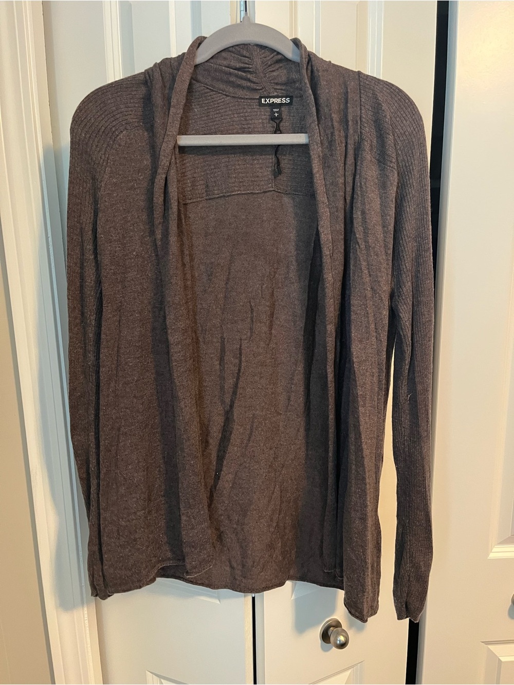 Express Women's Dark Brown Mixed Media Cardigan